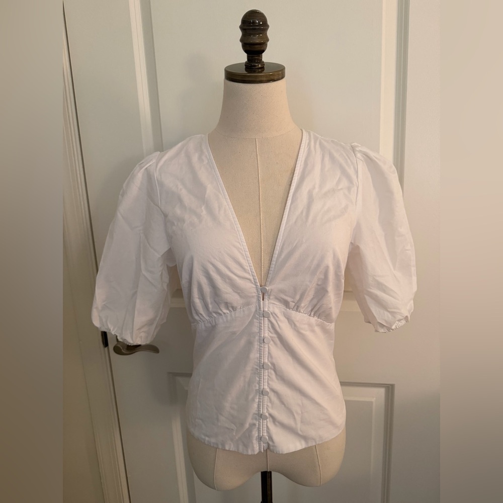 Abercrombie & Fitch White Puff Sleeve Blouse